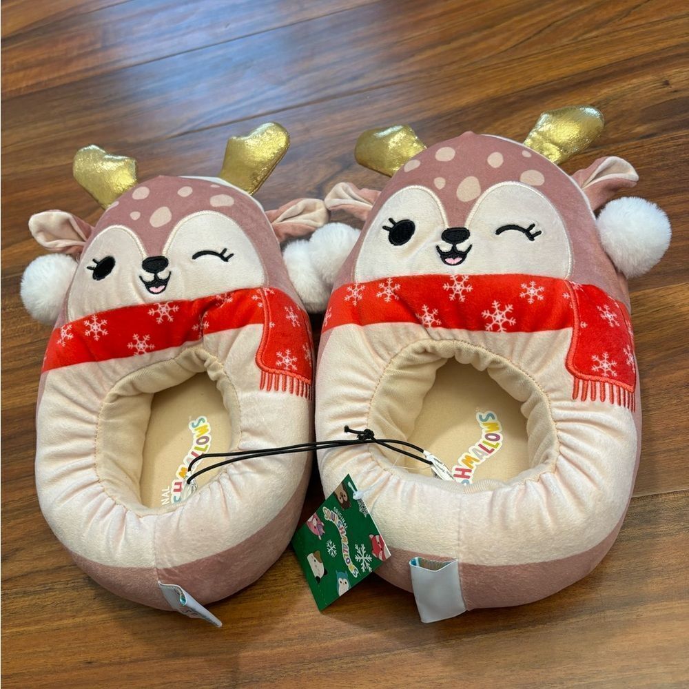 Squishmallows Dawn the Fawn Reindeer Adult Women’s Slippers NWT Size 11-12
